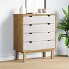 vidaXL Schubladenschrank OTTA Braun&Wei&szlig; 76,5x39,5x90 cm Massivholz