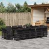 vidaXL 15-tlg. Garten-Essgruppe mit Kissen Schwarz Poly Rattan