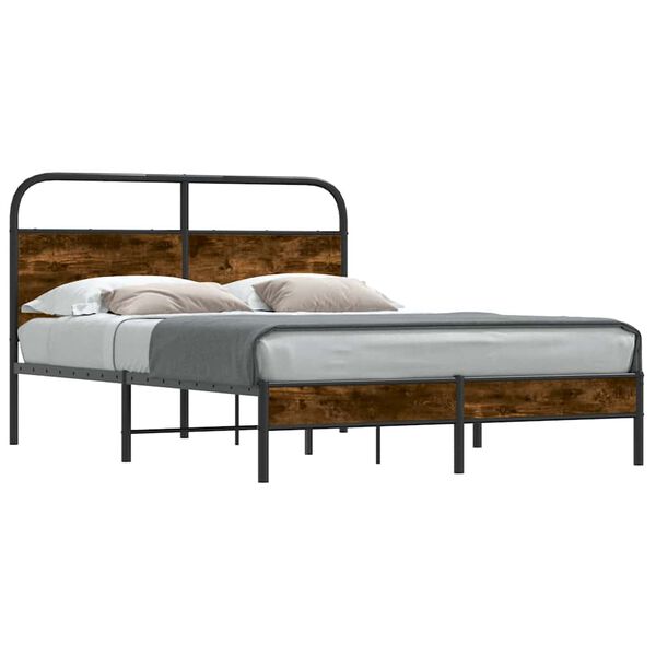 vidaXL Bettgestell ohne Matratze 140x190 cm R&auml;uchereiche Holzwerkstoff