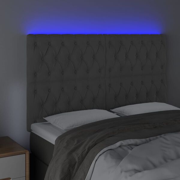vidaXL LED Kopfteil Dunkelgrau 160x7x118/128 cm Samt