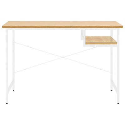 vidaXL Computertisch Weiß und Eiche Hell 105x55x72 cm MDF und Metall