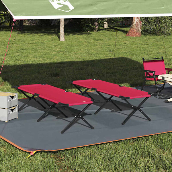 vidaXL Klapp Schlafbett f&uuml;rs Camping 2 pcs Rot 193 x 69 x 45 cm