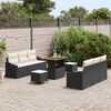 vidaXL Garten-Sofa-Set mit Kissen mit Speicher 9 pcs Schwarz und Creme