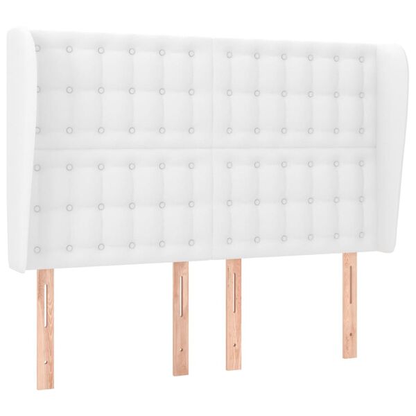 vidaXL Kopfteil mit Ohren Wei&szlig; 147x23x118/128 cm Kunstleder