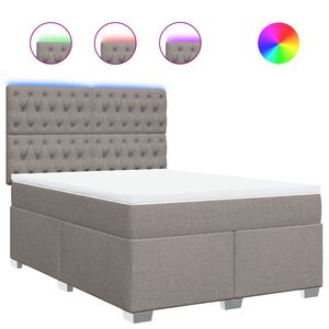 vidaXL Boxspringbett mit Matratze Taupe 160x200 cm Stoff