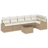 vidaXL Sofa Set mit Kissen 7 pcs Beige und Weiß Poly-Rattan