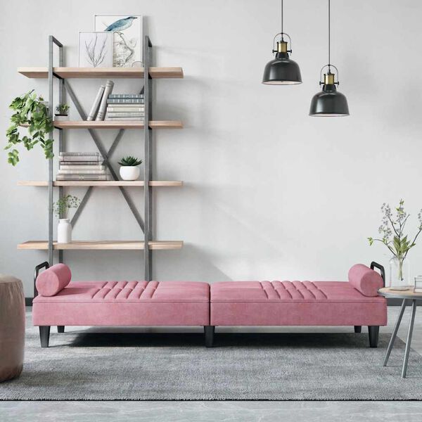 vidaXL Schlafsofa mit Armlehnen Rosa Samt