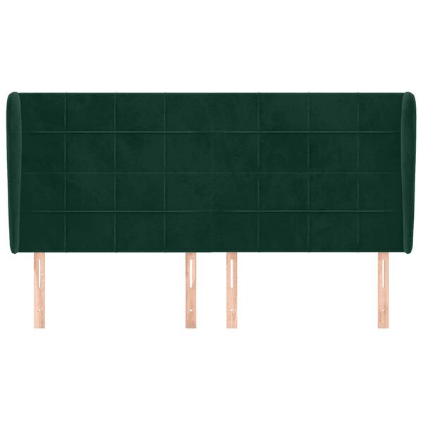 vidaXL Kopfteil mit Ohren Dunkelgr&uuml;n 163x23x118/128 cm Samt