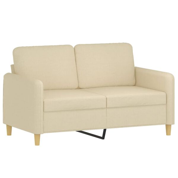 vidaXL 2-tlg. Sofagarnitur mit Kissen Creme Stoff