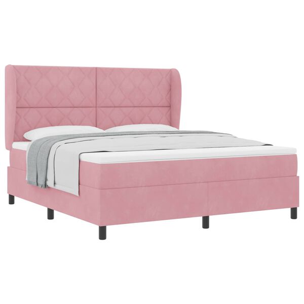 vidaXL Boxspringbett mit Matratze Rosa 200 x 180 cm Polyester