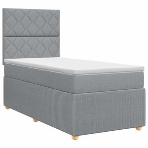 vidaXL Boxspringbett mit Matratze Hellgrau 80 x 200 cm Stoff