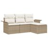 vidaXL Sofa Set mit Kissen 4 pcs Beige Poly-Rattan