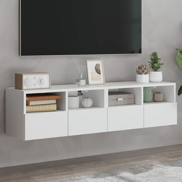 vidaXL TV-Wandschr&auml;nke 2 Stk. Wei&szlig; 60x30x30 cm Holzwerkstoff