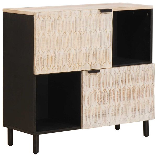 vidaXL Sideboard mit T&uuml;r Wei&szlig;e gewaschene Oberfl&auml;che 80 x 33 x 75 cm