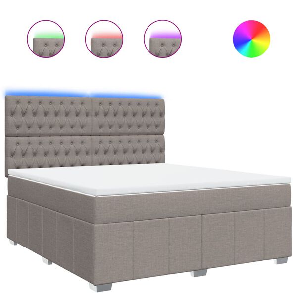 vidaXL Boxspringbett mit Matratze Taupe 180x200 cm Stoff
