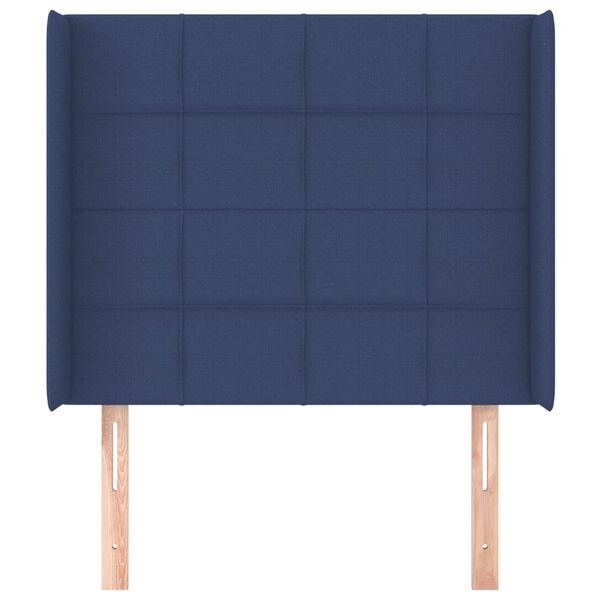 vidaXL Kopfteil mit Ohren Blau 103x16x118/128 cm Stoff