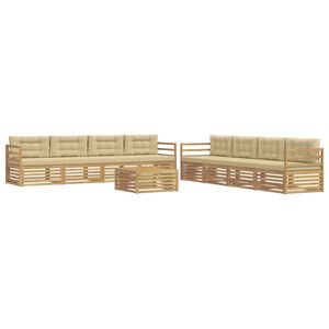 vidaXL Outdoor-Sofagarnitur 9 stk. Wei&szlig; und Beige Polyester