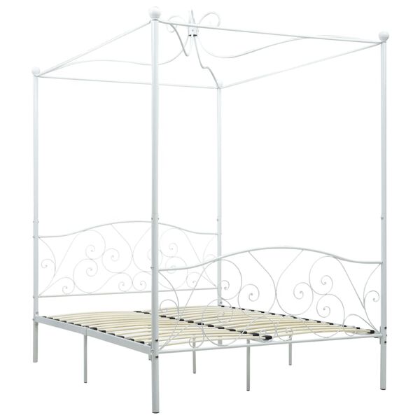 vidaXL Himmelbett-Gestell Weiß Metall 140 x 200 cm