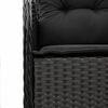 vidaXL 3-tlg. Garten-Essgruppe mit Kissen Schwarz Poly Rattan