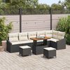 vidaXL Garten-Sofa-Set mit Kissen mit Speicher 9 pcs Schwarz und Creme