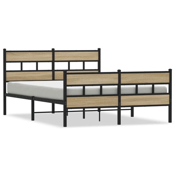 vidaXL Metallbett ohne Matratze Sonoma-Eiche 160x200 cm