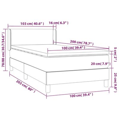 vidaXL Boxspringbett mit Matratze Creme 100x200 cm Stoff