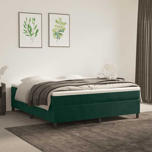 vidaXL Boxspringbettgestell Dunkelgr&uuml;n 160x200 cm Samt