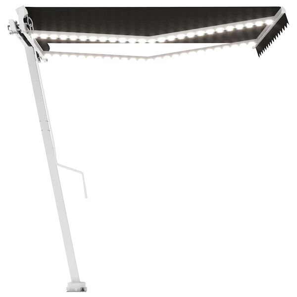 vidaXL Markise Manuell Einziehbar mit LED 350x250 cm Anthrazit
