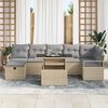 vidaXL Garten-Sofa-Set mit Kissen mit Speicher 8 pcs Beige Poly Rattan