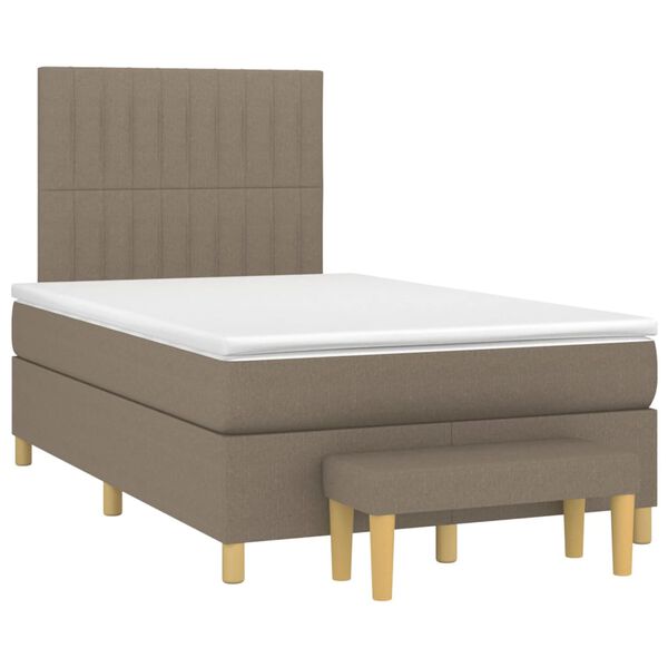 vidaXL Boxspringbett mit Matratze Taupe 120x200 cm Stoff
