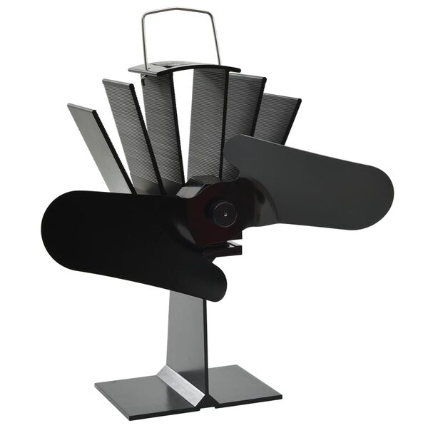 vidaXL Ofenventilator W&auml;rmebetrieben 2 Bl&auml;tter Schwarz