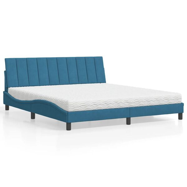 vidaXL Bett mit Matratze "Hanko" Blau 180x200 cm Samt
