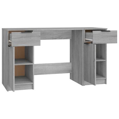 vidaXL Schreibtisch mit Beistellschrank Grau Sonoma Holzwerkstoff