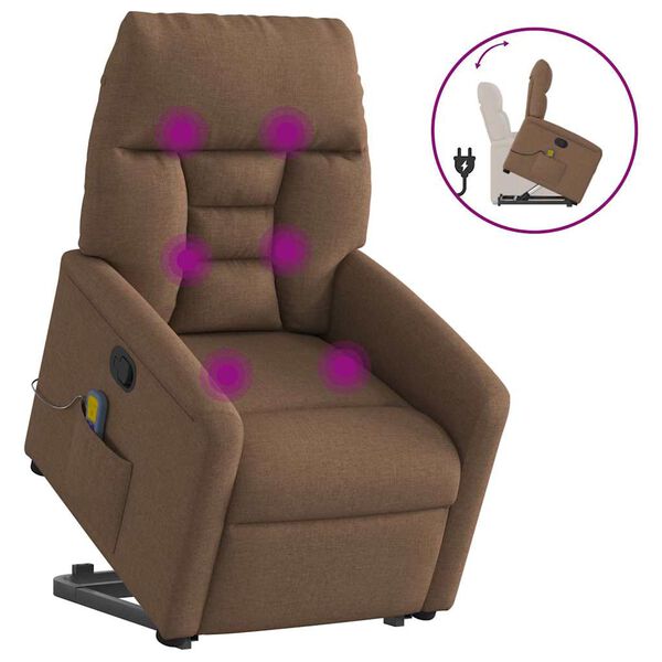 vidaXL Massagesessel mit Aufstehhilfe Braun Stoff