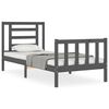vidaXL Massivholzbett mit Kopfteil Grau 100x200 cm