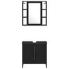 vidaXL Badezimmer Waschbeckenm&ouml;bel mit T&uuml;r 3 pcs Schwarz Holzwerkstoff