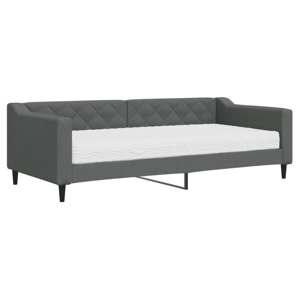 vidaXL Tagesbett mit Matratze Dunkelgrau 90x200 cm Stoff