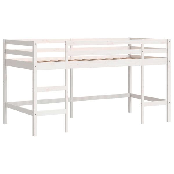 vidaXL Kinderhochbett mit Leiter Wei&szlig; 90x190 cm Massivholz Kiefer