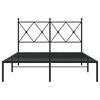 vidaXL Bettgestell mit Kopfteil Metall Schwarz 120x190 cm