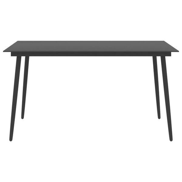 vidaXL Garten-Esstisch Schwarz 150x90x74 cm Stahl und Glas