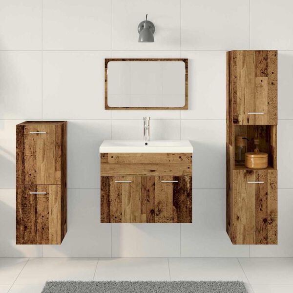 vidaXL Badezimmerm&ouml;bel-Set Wandmontiert 4 pcs Altholz Holzwerkstoff