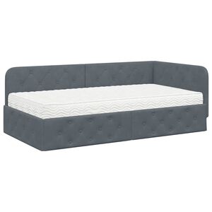 vidaXL Eckbettgestell mit Matratze Dunkelgrau 100 x 200 cm Samt