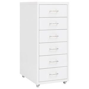 vidaXL Aktenschrank mit Rollen Wei&szlig; 28x41x69 cm Metall