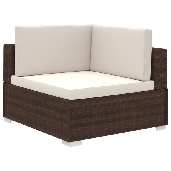 vidaXL 6-tlg. Garten-Lounge-Set mit Auflagen Poly Rattan Braun