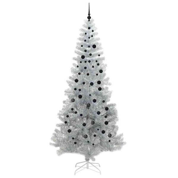vidaXL Weihnachtsbaum mit 300 LEDs mit St&auml;nder Silber 240 cm PET