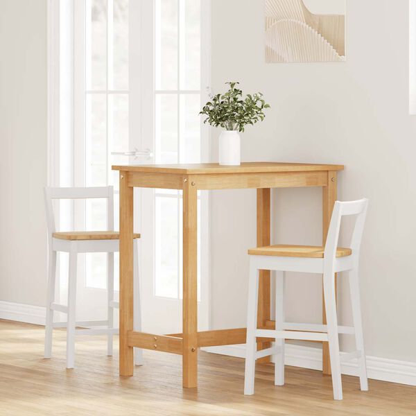 vidaXL Barhocker 2 Stk. Weiß Massivholz Gummibaum