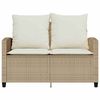 vidaXL Gartensofa 2-Sitzer mit Kissen & Tisch Beige Poly Rattan