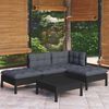vidaXL 5-tlg. Garten-Lounge-Set mit Kissen Schwarz Kiefernholz