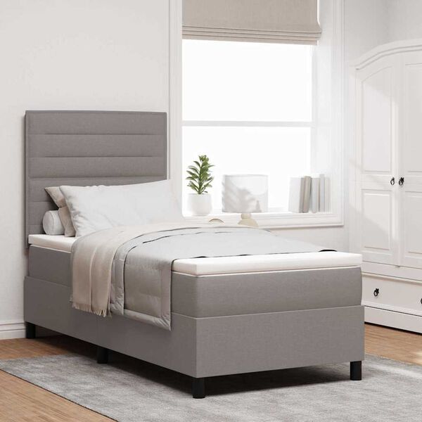 vidaXL Boxspringbett mit Matratze mit Kopfteil Taupe 90 x 190 cm Stoff