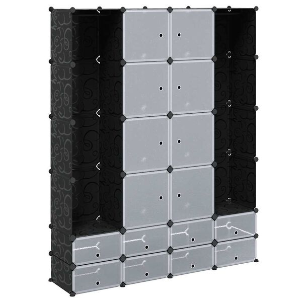 vidaXL Modularer Schrank mit 18 F&auml;chern schwarz/wei&szlig; 37x146x180,5cm
